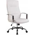 Poltrona sedia ufficio girevole regolabile HLO-CP70 metallo cromato ecopelle bianco