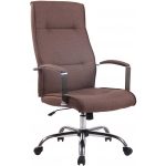 Poltrona sedia ufficio girevole regolabile HLO-CP70 metallo cromato tessuto marrone