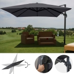 Ombrellone parasole decentrato HWC-A96 orientabile 3x4m alluminio antracite girevole senza base