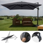 Ombrellone parasole decentrato HWC-A96 orientabile 3x3m antracite con base