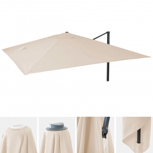 Telo copertura per ombrelloni rettangolari decentrati 395x295cm avorio