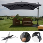 Ombrellone parasole decentrato HWC-A96 orientabile 3x4m alluminio antracite con base