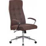 Poltrona sedia ufficio girevole regolabile HLO-CP44 metallo cromato tessuto marrone