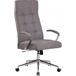 Poltrona sedia ufficio girevole regolabile HLO-CP44 metallo cromato tessuto grigio