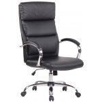 Poltrona sedia ufficio girevole regolabile HLO-CP27 metallo cromato ecopelle nero