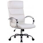 Poltrona sedia ufficio girevole regolabile HLO-CP27 metallo cromato ecopelle bianco
