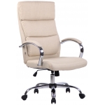 Poltrona sedia ufficio girevole regolabile HLO-CP27 metallo cromato tessuto avorio