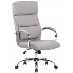 Poltrona sedia ufficio girevole regolabile HLO-CP27 metallo cromato tessuto grigio