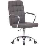 Poltrona sedia ufficio girevole regolabile HLO-CP79 metallo cromato tessuto grigio scuro