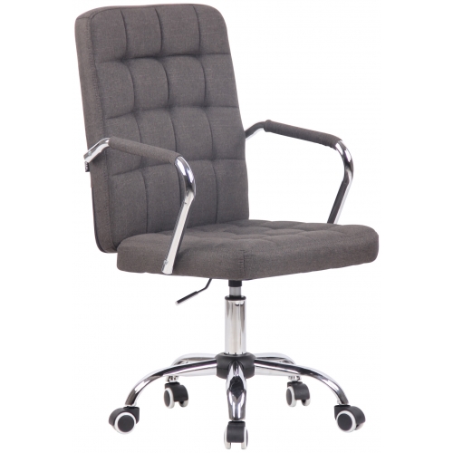 Poltrona sedia ufficio girevole regolabile HLO-CP79 metallo cromato tessuto grigio scuro