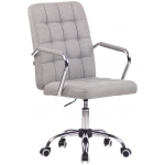 Poltrona sedia ufficio girevole regolabile HLO-CP79 metallo cromato tessuto grigio