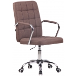 Poltrona sedia ufficio girevole regolabile HLO-CP79 metallo cromato tessuto marrone