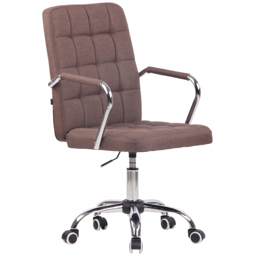 Poltrona sedia ufficio girevole regolabile HLO-CP79 metallo cromato tessuto marrone