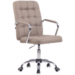 Poltrona sedia ufficio girevole regolabile HLO-CP79 metallo cromato tessuto taupe