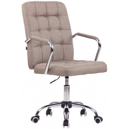 Poltrona sedia ufficio girevole regolabile HLO-CP79 metallo cromato tessuto taupe