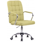 Poltrona sedia ufficio girevole regolabile HLO-CP79 metallo cromato tessuto verde