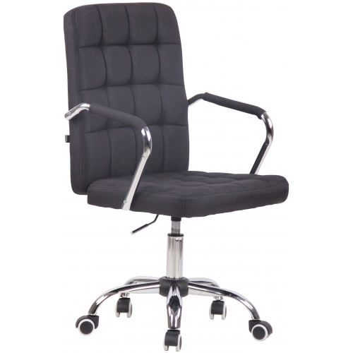 Poltrona sedia ufficio girevole regolabile HLO-CP79 metallo cromato tessuto nero