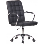 Poltrona sedia ufficio girevole regolabile HLO-CP79 metallo cromato ecopelle nero