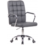Poltrona sedia ufficio girevole regolabile HLO-CP79 metallo cromato ecopelle grigio