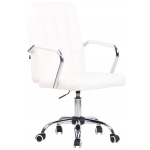 Poltrona sedia ufficio girevole regolabile HLO-CP79 metallo cromato ecopelle bianco
