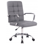 Poltrona sedia ufficio girevole regolabile HLO-CP3 PRO metallo cromato ecopelle grigio