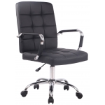 Poltrona sedia ufficio girevole regolabile HLO-CP3 PRO metallo cromato ecopelle nero