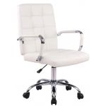 Poltrona sedia ufficio girevole regolabile HLO-CP3 PRO metallo cromato ecopelle bianco