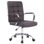 Poltrona sedia ufficio girevole regolabile HLO-CP3 PRO metallo cromato ecopelle marrone