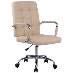 Poltrona sedia ufficio girevole regolabile HLO-CP3 PRO metallo cromato ecopelle avorio