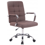 Poltrona sedia ufficio girevole regolabile HLO-CP3 PRO metallo cromato tessuto marrone