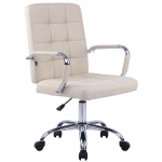 Poltrona sedia ufficio girevole regolabile HLO-CP3 PRO metallo cromato tessuto avorio