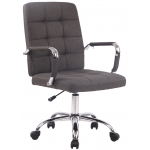 Poltrona sedia ufficio girevole regolabile HLO-CP3 PRO metallo cromato tessuto grigio scuro