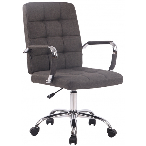 Poltrona sedia ufficio girevole regolabile HLO-CP3 PRO metallo cromato tessuto grigio scuro