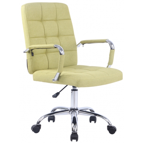 Poltrona sedia ufficio girevole regolabile HLO-CP3 PRO metallo cromato tessuto verde