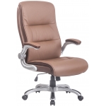 Poltrona sedia ufficio girevole regolabile 150kg HLO-CP1 Villach ecopelle marrone chiaro