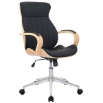 Poltrona sedia ufficio girevole regolabile elegante HLO-CP62 legno chiaro ecopelle nero