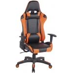 Poltrona sedia ufficio girevole regolabile sportiva gaming HLO-CP64 ecopelle nero arancione