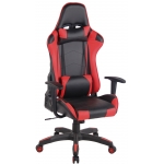 Poltrona sedia ufficio girevole regolabile sportiva gaming HLO-CP64 ecopelle nero rosso