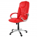 Poltrona sedia ufficio regolabile Basel ecopelle design classico 74x72x115-125cm rosso