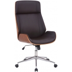 Poltrona sedia ufficio girevole regolabile elegante HLO-CP84 legno scuro ecopelle marrone