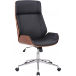 Poltrona sedia ufficio girevole regolabile elegante HLO-CP84 legno scuro ecopelle nero