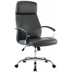 Poltrona sedia ufficio girevole regolabile HLO-CP40 XL metallo cromato ecopelle grigio