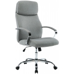 Poltrona sedia ufficio girevole regolabile HLO-CP40 XL metallo cromato tessuto grigio