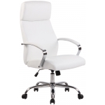 Poltrona sedia ufficio girevole regolabile HLO-CP40 XL metallo cromato ecopelle bianco