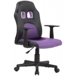 Poltrona sedia girevole regolabile gaming per bambini HLO-CP91 ecopelle nero e viola