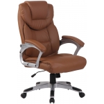Poltrona sedia ufficio girevole regolabile 120kg HLO-CP10 V2 ecopelle marrone chiaro