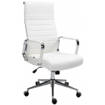 Poltrona sedia ufficio girevole regolabile HLO-CP15 metallo cromato vera pelle bianco