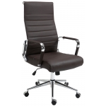 Poltrona sedia ufficio girevole regolabile HLO-CP15 metallo cromato vera pelle marrone