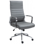 Poltrona sedia ufficio girevole regolabile HLO-CP15 metallo cromato vera pelle grigio