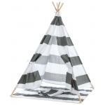Tenda da gioco tepee tipì per bambini HLO-CP17 tessuto a righe bianco e grigio